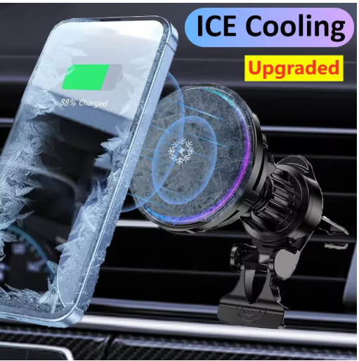 Magnetic Car Wireless Charger Cooling Car Phone Holder Mount Chargers Fast Charging Station for iPhone 15 14 13 12 Pro Max Mini