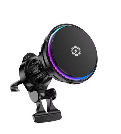 Ice Cooling Magnetic Wireless Car Charger Fast Charging Station for iPhone 16 15 14 13 12 Pro Max MacSafe Car Phone Holder Stand