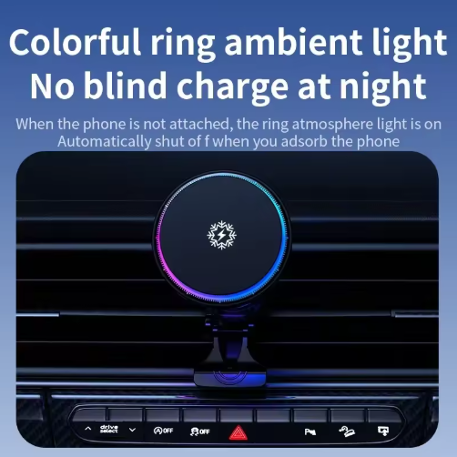 Ice Cooling Magnetic Wireless Car Charger Fast Charging Station for iPhone 16 15 14 13 12 Pro Max MacSafe Car Phone Holder Stand